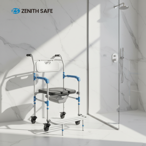 Sedia da Doccia e WC 3-in-1 BARIATRICA <span class=keywords><strong>con</strong></span> Ruote, Sedile Regolabile in Altezza per Anziani - Product Image 1