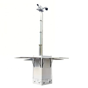 Tour de vidéosurveillance <span class=keywords><strong>solaire</strong></span> Ecosight ES4P-6M Cube avec caméras HD 4MP, mât de 6m, blanc, pour la surveillance des parkings - Product Image 1