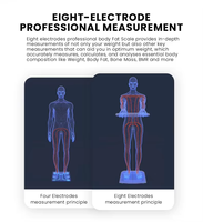 Pèse-personne électronique intelligent avec écran LCD/LED, barre de poignées, 8 électrodes, capacité 180 kg, pour fitness à domicile, avec rapport corporel