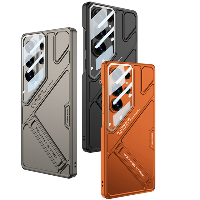 GKK for S26 S25 S24 Ultra PC Shockproof Geometric Shape Mobile Phone Case with Kickstand Waterproof & Card Holder
