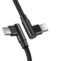 Câble USB C vers Type C tressé en nylon, charge rapide 60W PD, transfert de données, angle droit à 90 degrés pour téléphone