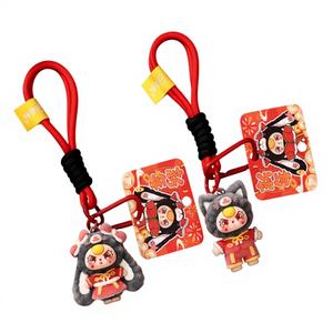 Porte-clés 3D floqués mignons et kawaii du Nouvel An pour enfants, avec trois pendentifs, pour motos, voitures, accessoires <span class=keywords><strong>de</strong></span> mode, cadeau - Product Image 2