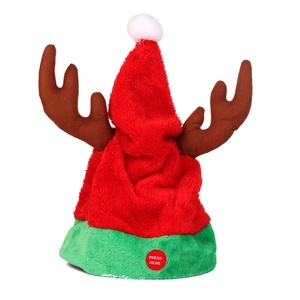 Chapeaux <span class=keywords><strong>de</strong></span> Noël électriques Nouveau chapeau <span class=keywords><strong>de</strong></span> Père Noël électrique chantant et dansant en peluche Chapeau <span class=keywords><strong>de</strong></span> Père Noël en mouvement - Product Image 3