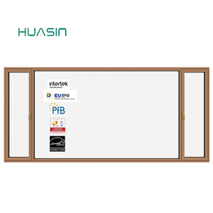 Fenêtres en bois recouvertes d'aluminium en chêne rouge à drainage dissimulé, norme américaine 2025, prix d'usine Huasin - Product Image 5