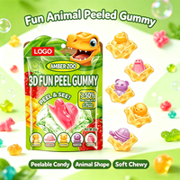 Snoepgoed groothandel OEM/ODM op maat privélabel 3D dierenvormig afpelbaar gummy snoep fruit smaak zacht snoep