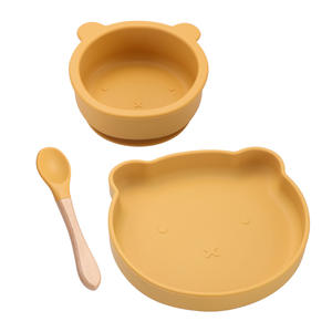 Juego de Vajilla de Silicona con Diseño de Oso de Dibujos Animados, Tazón de Alimentación <span class=keywords><strong>Complementaria</strong></span> para Niños, Bandeja Antideslizante, Juego de Tres Piezas para Alimentación de Bebés de <span class=keywords><strong>6</strong></span> <span class=keywords><strong>Meses</strong></span> - Product Image 6