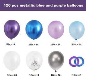 120 pièces ballons congelés 12 pouces violet Latex argent ballons flocon de neige confettis ballons avec rubans pour fournitures de fête d'hiver - Product Image 2