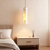 JACKSUN-Lampe Suspendue en Marbre pour Restaurant, Bar, Tube Droit, Style Chinois, Art, Chevet