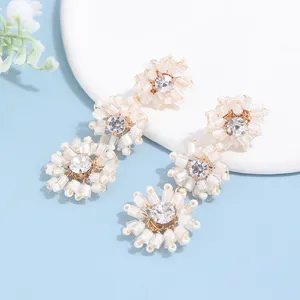 Flower Shape Beads Hair Pin Earrings Handmade Bridal Hair Pins Vintage Wedding Earrings Jewelry Sets