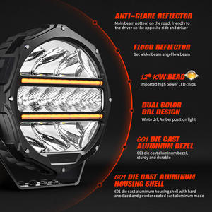 Phare <span class=keywords><strong>de</strong></span> travail LED rond super lumineux haute puissance 9 pouces 12V 24V avec faisceau combiné blanc et ambre et <span class=keywords><strong>feux</strong></span> <span class=keywords><strong>de</strong></span> <span class=keywords><strong>position</strong></span> DRL pour camion - Product Image 2