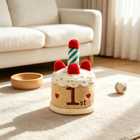 Produit phare : Jouet en peluche amusant pour chien et chat, en forme de gâteau d'anniversaire avec bougie crème, rembourrage en coton PP, cadeau d'anniversaire pour animal de compagnie