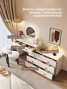 Nouvelle coiffeuse style crème 2025, moderne, simple et minimaliste, pour chambre à coucher, avec armoire <span class=keywords><strong>de</strong></span> rangement intégrée en bois massif - Product Image 3