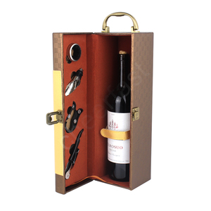 <span class=keywords><strong>Meilleur</strong></span> cadeau d'affaires Portable en cuir Pu boîte à bouteille de vin unique coffret cadeau boîte à vin de bonne qualité avec 4 Kit d'<span class=keywords><strong>outils</strong></span> pour le vin - Product Image 2