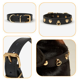 제조 업체 사용자 정의 내구성 비건 애완 동물 Pu 세트 개 가죽 스타 리벳 칼라 핸즈프리 가죽 끈 똥 가방 홀더 금속 후크 - Product Image 6