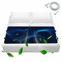 Tapis de mise à la terre pour lit en cuir PU, respirant et doux, en mousse à mémoire de forme, avec thérapie magnétique, cordon de mise à la terre inclus, masque de sommeil