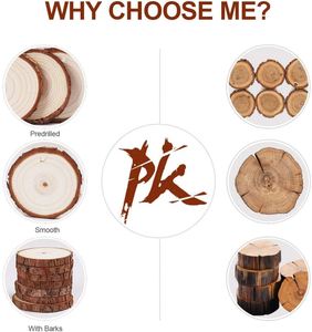 Kraff – tranches de bois naturel inachevé, décorations de noël artisanales avec écorce pour artisanat, décoration de mariage rustique - Product Image 2