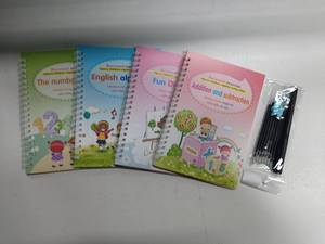 4Pcs Set Roumain Magic Grooved Practice Copybook for Kids Réutilisable Grooved Handwriting Workbook Learn to Write Number Letter - Product Image 4