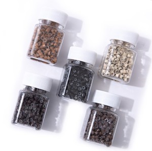 Micro cuentas forradas de silicona para extensión de cabello de <span class=keywords><strong>Punta</strong></span> Micro anillo enlaces cuentas 1000 uds/botella - Product Image 1
