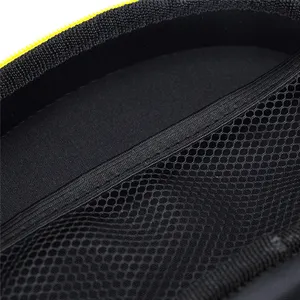 Preto malha tecido eco-friendly EVA headset armazenamento pacote caso com bolso líquido