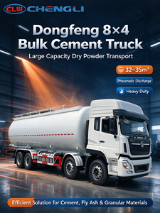 รถบรรทุกคอนเทนเนอร์บรรทุกปูนซีเมนต์แบบแห้ง 8x4 Dongfeng ขับเคลื่อนซ้าย/ขวา พร้อมเครื่องยนต์ 4 เพลา Yuchai / Cummins สำหรับขนส่งแบบลม - Product Image 1