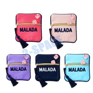 Özel Logo Oxford kumaş kilitli zar çanta pembe donanma mor küçük püskül Mahjong sikke ve zar kılıfı - Product Image 1