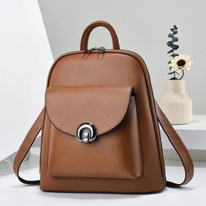 Elegant <b>Faux</b> <b>Leather</b> <b>Backpack</b> With Hasp Closure Medium Capacity All Seasons Daily Use Shoulder Strap Soft Handle Square Shape - Product Image 5