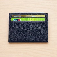 Dompet Kartu Tipis Kulit Asli Pria dengan Slot Kartu Miring, Dompet Kartu Bisnis, Sarung Kartu Kredit Kulit Sapi Lembut, Logo Custom