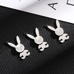 Bunny Metal Animal Rabbit Shape Accessories Making Wholesale Stainless Steel Pendant and charms for Jewelry making Findings