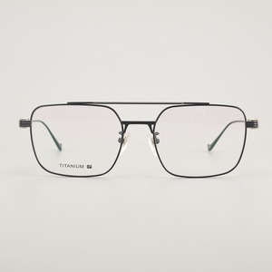 Haut de gamme hommes <span class=keywords><strong>Double</strong></span> faisceau titane lunettes rectangulaires mode ordinateur Anti-rayon bleu verre cadre luxe femmes titane lunettes - Product Image 2