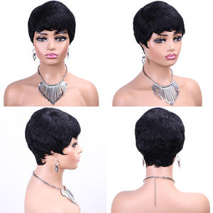 Venta al por mayor de pelucas cortas de corte pixie de cabello humano para mujeres negras hechas a máquina pelucas naturales baratas sin encaje cabello humano - Product Image 3
