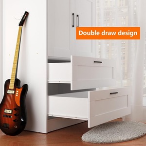 Armoire de rangement autoportante moderne et contemporaine blanche à 3 portes en <span class=keywords><strong>bois</strong></span> pour vêtements - Product Image 4