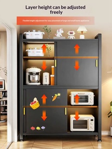 Meuble <span class=keywords><strong>de</strong></span> rangement <span class=keywords><strong>de</strong></span> <span class=keywords><strong>cuisine</strong></span> autoportant en métal avec portes coulissantes, organisateur <span class=keywords><strong>de</strong></span> garde-manger multi-niveaux anti-poussière pour micro-ondes et ustensiles <span class=keywords><strong>de</strong></span> cuisson - Product Image 5