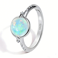 Bague en argent sterling 925 plaqué or 18 carats avec opale naturelle pour mariage / fiançailles