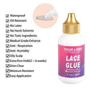Colle pour perruques invisible imperméable en bouteille noire avec logo personnalisé, adhésif à tenue extrême pour perruques - Product Image 3