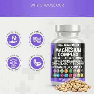 Complément alimentaire pour adultes OEM, complexe <span class=keywords><strong>de</strong></span> magnésium en capsules : glycinate, citrate, malate, oxyde, taurate, aspartate, <span class=keywords><strong>orotate</strong></span>, <span class=keywords><strong>zinc</strong></span>, cuivre, immunité - Product Image 4