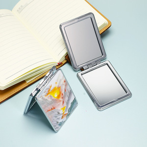 Espejo de maquillaje compacto de viaje de doble cara portátil con logotipo personalizado aumento 1X/<span class=keywords><strong>2x</strong></span> espejos cosméticos de cuero PU de bolsillo para niñas - Product Image 1