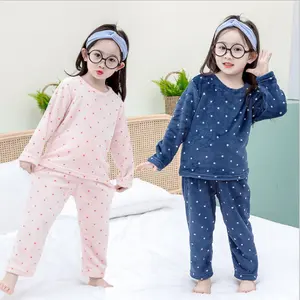 Spot Winter Kids Blank Pyjama Sets Dikker Bont Kinderkleding Pyjama Lange Mouwen Gewatteerde Unisex Pyjama Set Voor Kids