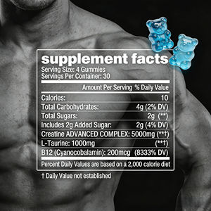 Gomitas de Creatina Compleja de 5000 mg con <span class=keywords><strong>L</strong></span>-Taurina de 1000 mg y Vitamina B12 para el Crecimiento Muscular, la Energía y la Recuperación Post-Entrenamiento - Product Image 5