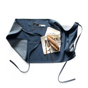 Tablier de travail demi-corps en denim durable et lavable, écologique, pour hommes et femmes, idéal pour la cuisine, la pâtisserie et la restauration - Vente en gros transfrontalière - Product Image 4