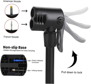 Pompe à air portable haute pression JUNYE JYG006-FB pour vélo et moto, mini-pompe à pied en <span class=keywords><strong>acier</strong></span> avec valve Schrader 80-130 PSI - Product Image 4