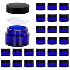 1 Oz Vidro Creme Frascos com Tampa Preta Vazio Cobalto Azul Vidro Recipientes Recarregáveis Frascos Cosméticos para Loção, Pomada - Product Image 1