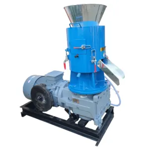 Máquina de pellets de madera de troquel plano vertical de biomasa pequeña, prensa de prensado, peletizadora/máquina de fabricación de pellets de madera