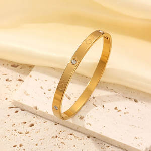 Pulsera y brazalete de acero inoxidable 316L a prueba de agua y antideslustre, chapado en oro de 14K y 18K, pulseras de diseño para mujer. - Product Image 3