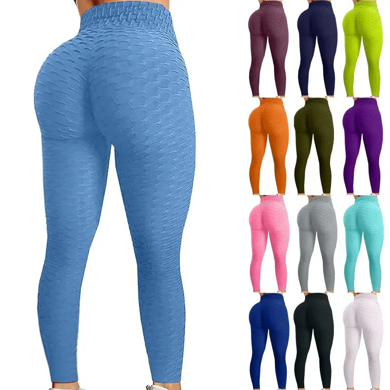 Tiktok tayt Yoga pantolon yüksek bel spor tayt kadın egzersiz Push up tayt 10 özel OEM ODM kabul özel Logo