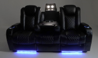 Geeksofa Siège de canapé inclinable en cuir électrique pour cinéma maison avec télécommande pour porte-gobelet