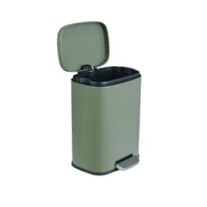 Home fashion durable kitchen stainless steel easy cleaning metal pedal waste bins trash can