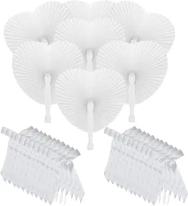 Wedding Decoration Set Including 48 Bows and 48 Hand Fans Antenna Bows Car Bows with Foldable Hand Fans