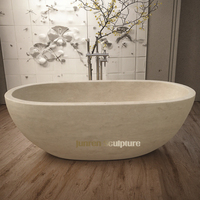 Baignoire en travertin beige naturel sculptée à la main de style occidental décorative d'intérieur sur mesure de l'usine JUNREN