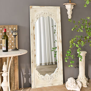 Espejo de Pared Rectangular con Marco de Madera Rústica Blanca Envejecida, Decorativo y Ecológico - Product Image 5