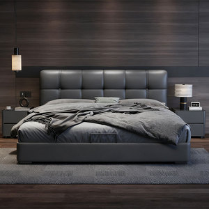 Meubles de chambre à coucher en bois de luxe moderne, lits rembourrés doux, lit double taille Queen, cadre de lit et ensemble de <span class=keywords><strong>matelas</strong></span> avec design de rangement - Product Image 3